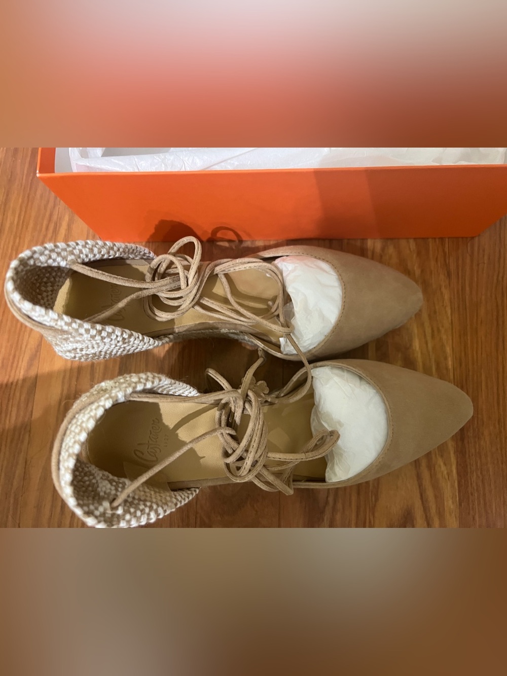 Castaner Tan Espadrille Wedge Lace-Up Sandals - Picture 5 of 6